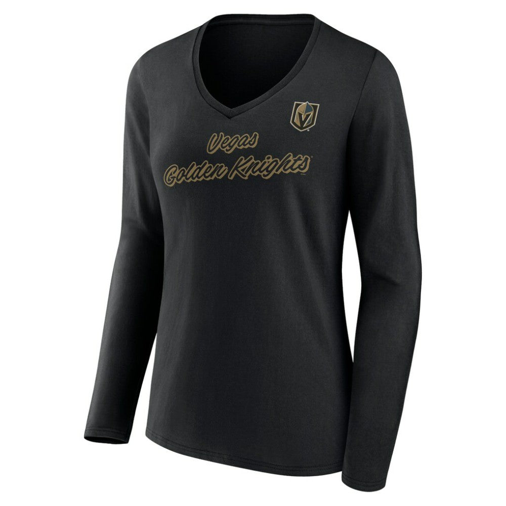 Vegas Golden Knights Women's Forge Long Sleeve V-Neck T-Shirt - Black | US 5060162