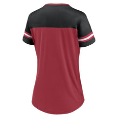 Arizona Cardinals Women's Blitz & Glam Lace-Up V-Neck Jersey T-Shirt - Cardinal/Black T-shirts