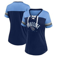 Tennessee Titans Women's Blitz & Glam Lace-Up V-Neck Jersey T-Shirt - Navy/Light Blue T-shirts