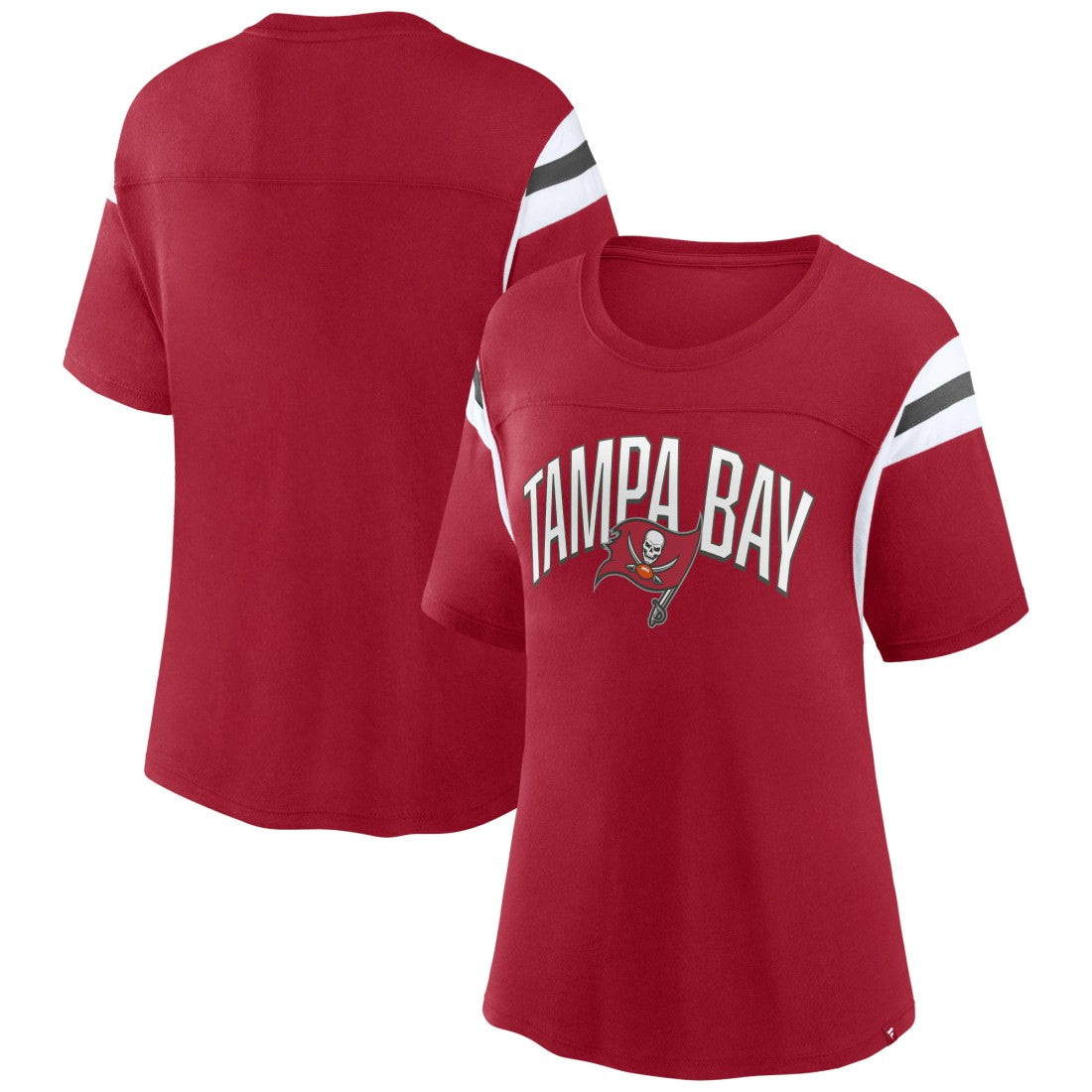 Tampa Bay Buccaneers Women's Earned Stripes T-Shirt - Red T-shirts