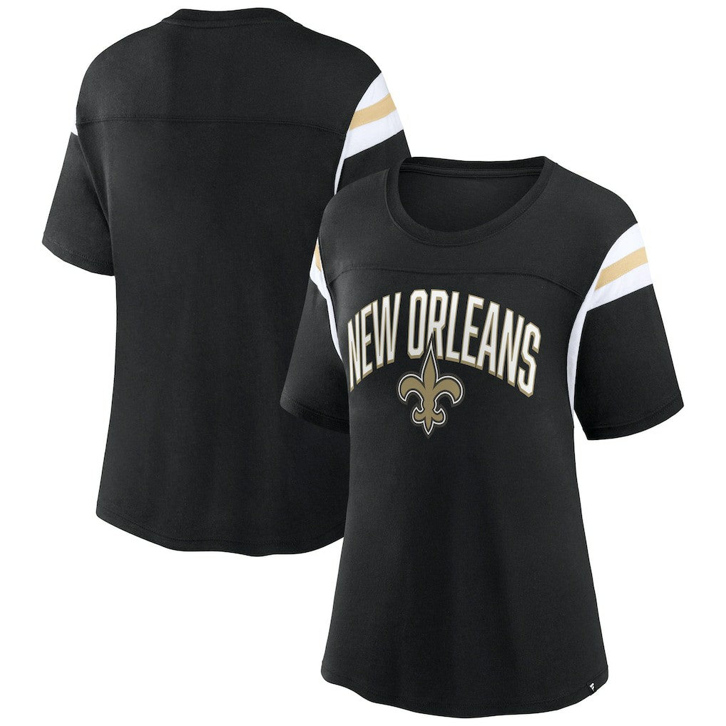 New Orleans Saints Women's Earned Stripes T-Shirt - Black T-shirts