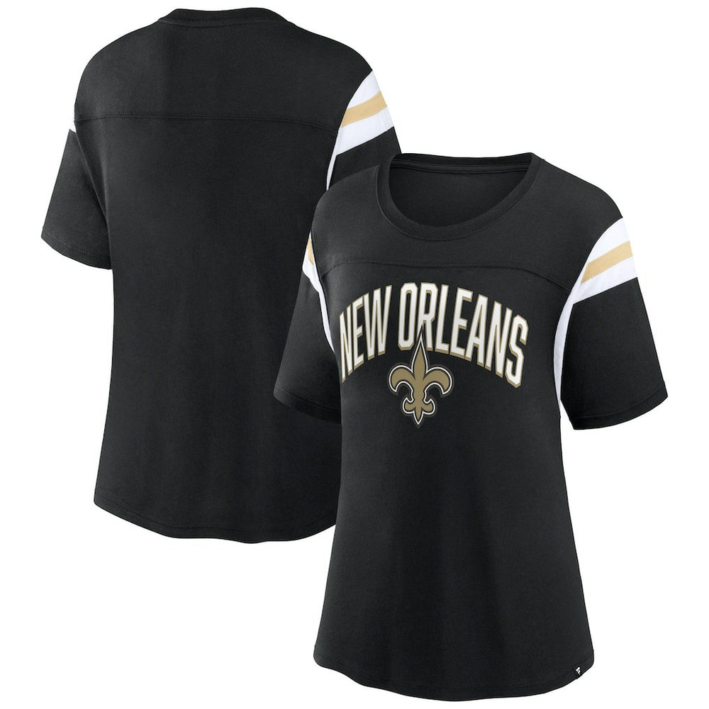 New Orleans Saints Women's Earned Stripes T-Shirt - Black T-shirts