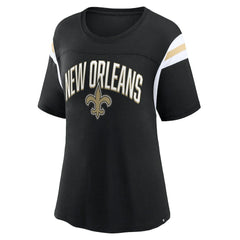 New Orleans Saints Women's Earned Stripes T-Shirt - Black T-shirts