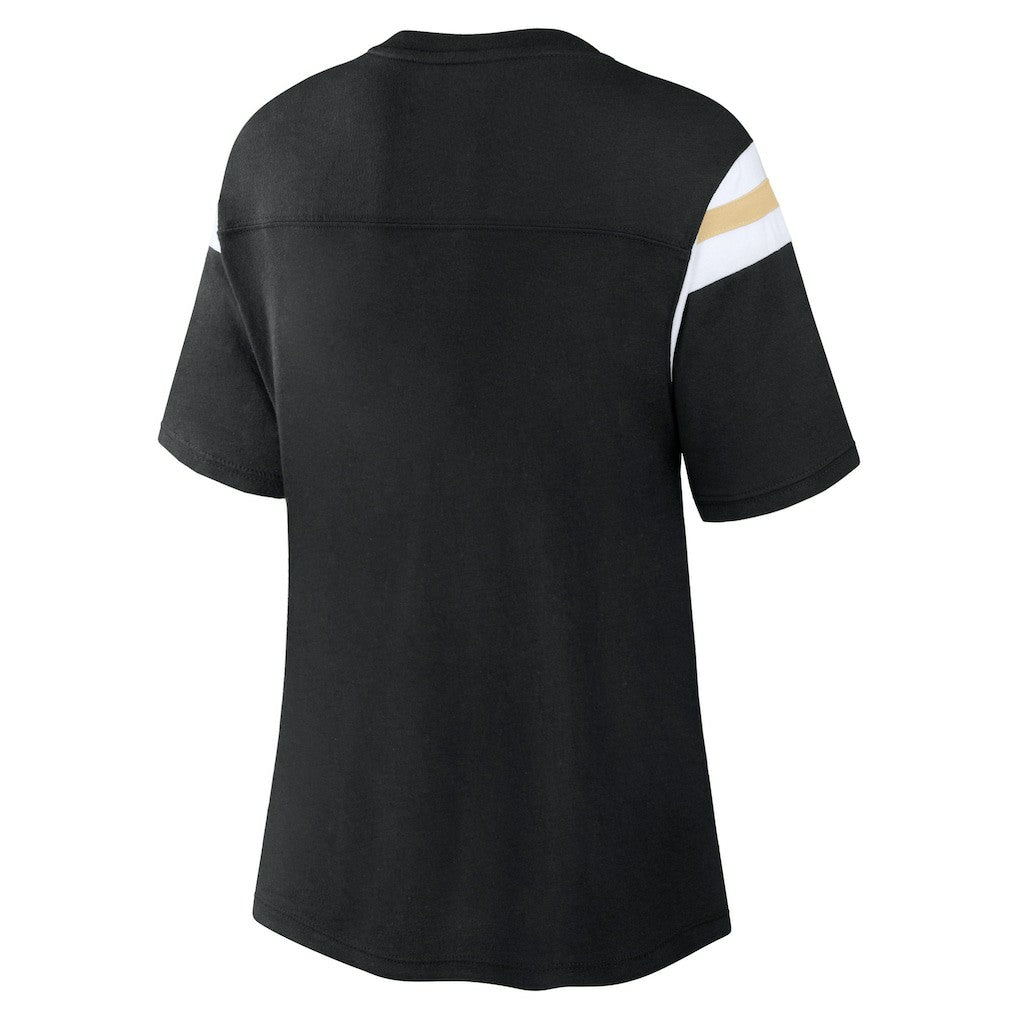 New Orleans Saints Women's Earned Stripes T-Shirt - Black T-shirts