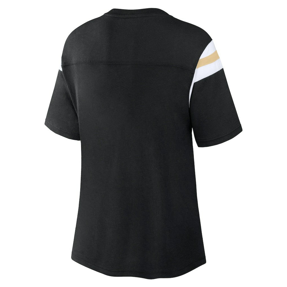 New Orleans Saints Women's Earned Stripes T-Shirt - Black T-shirts