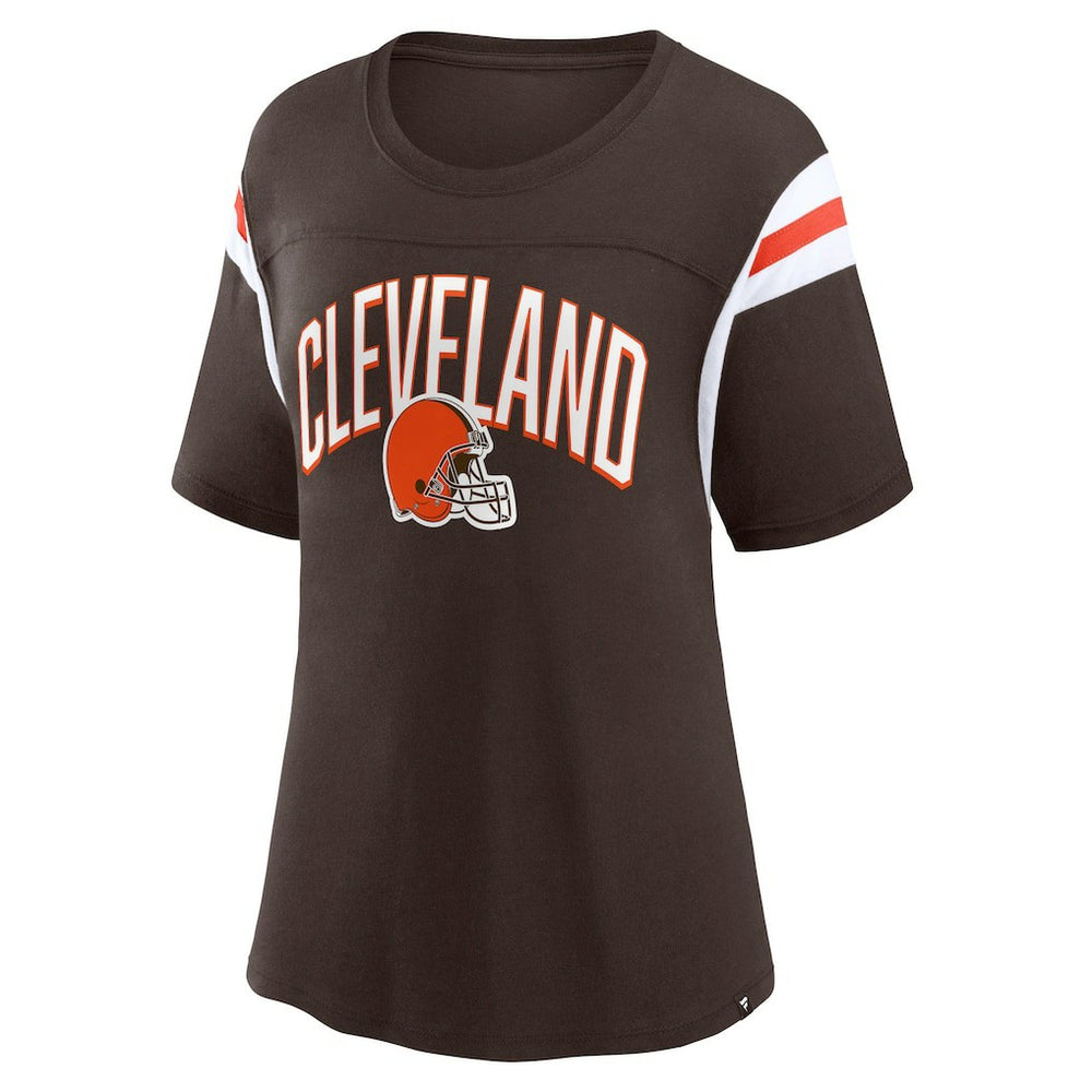 Cleveland Browns Women's Earned Stripes T-Shirt - Brown T-shirts
