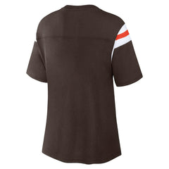 Cleveland Browns Women's Earned Stripes T-Shirt - Brown T-shirts