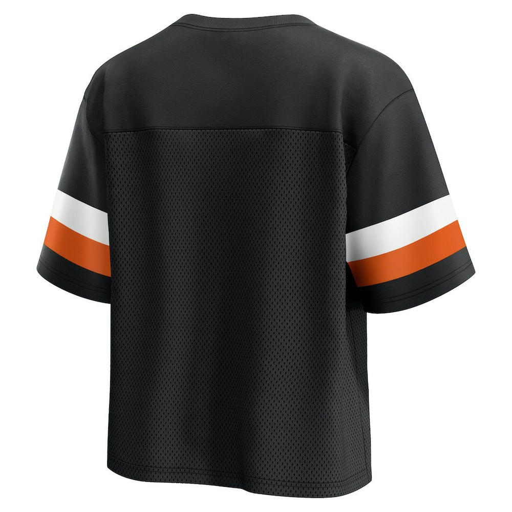 Cincinnati Bengals Women's Established Jersey Cropped V-Neck T-Shirt - Black T-shirts