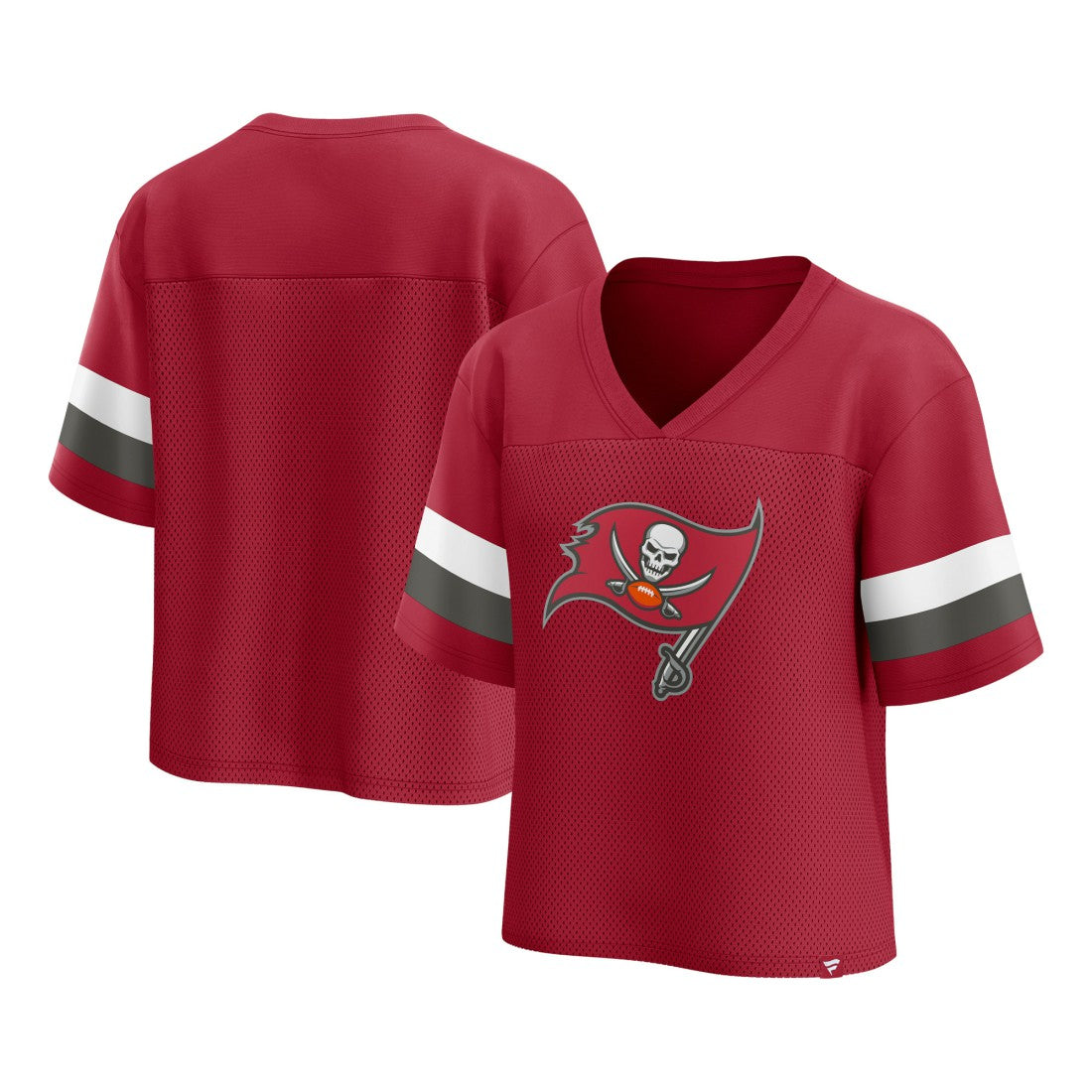 Tampa Bay Buccaneers Women's Established Jersey Cropped V-Neck T-Shirt - Red T-shirts
