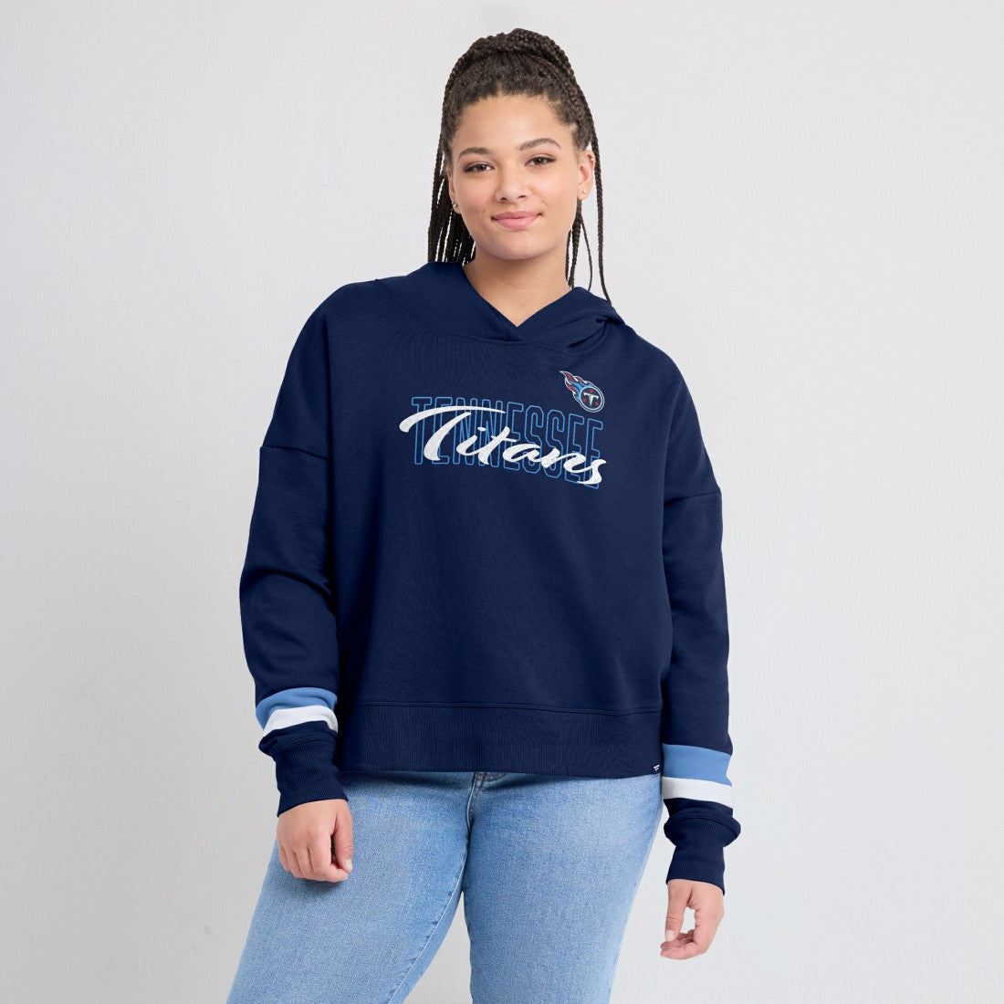Tennessee Titans Women's Over Under Pullover Hoodie - Navy Hoodies