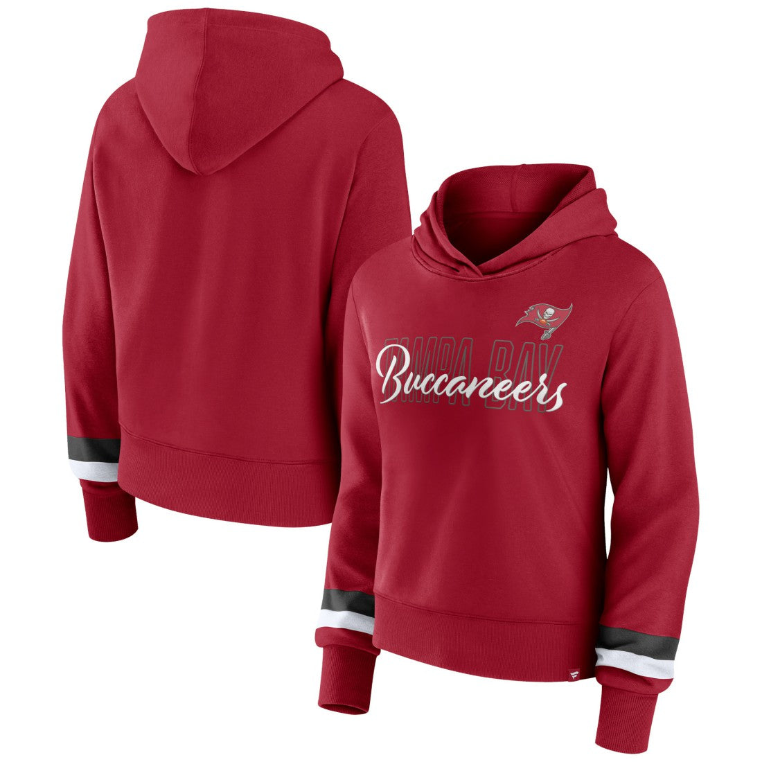 Tampa Bay Buccaneers Women's Over Under Pullover Hoodie - Red Hoodies