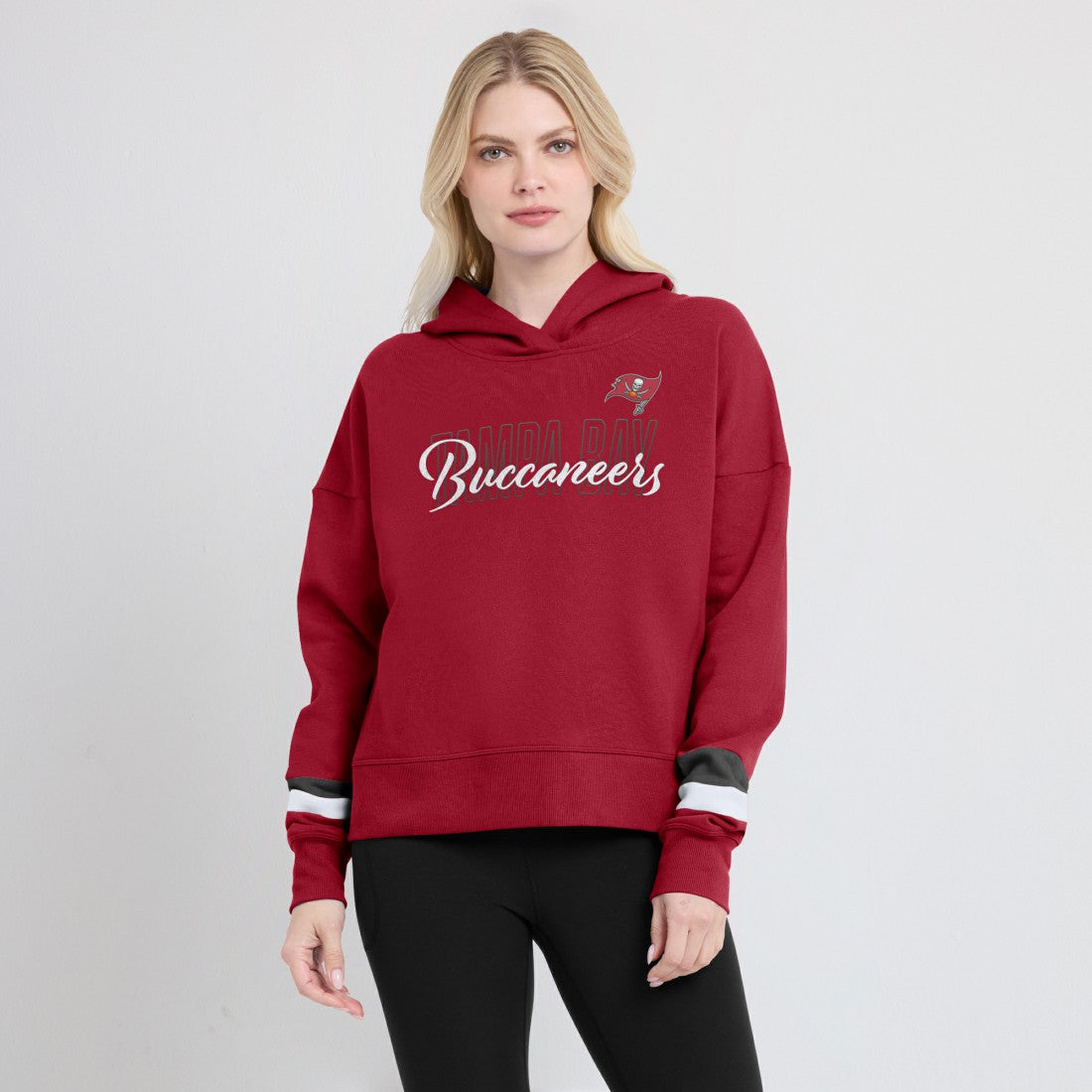 Tampa Bay Buccaneers Women's Over Under Pullover Hoodie - Red Hoodies