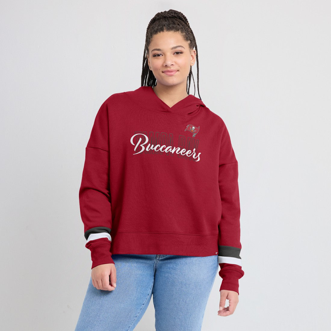 Tampa Bay Buccaneers Women's Over Under Pullover Hoodie - Red Hoodies