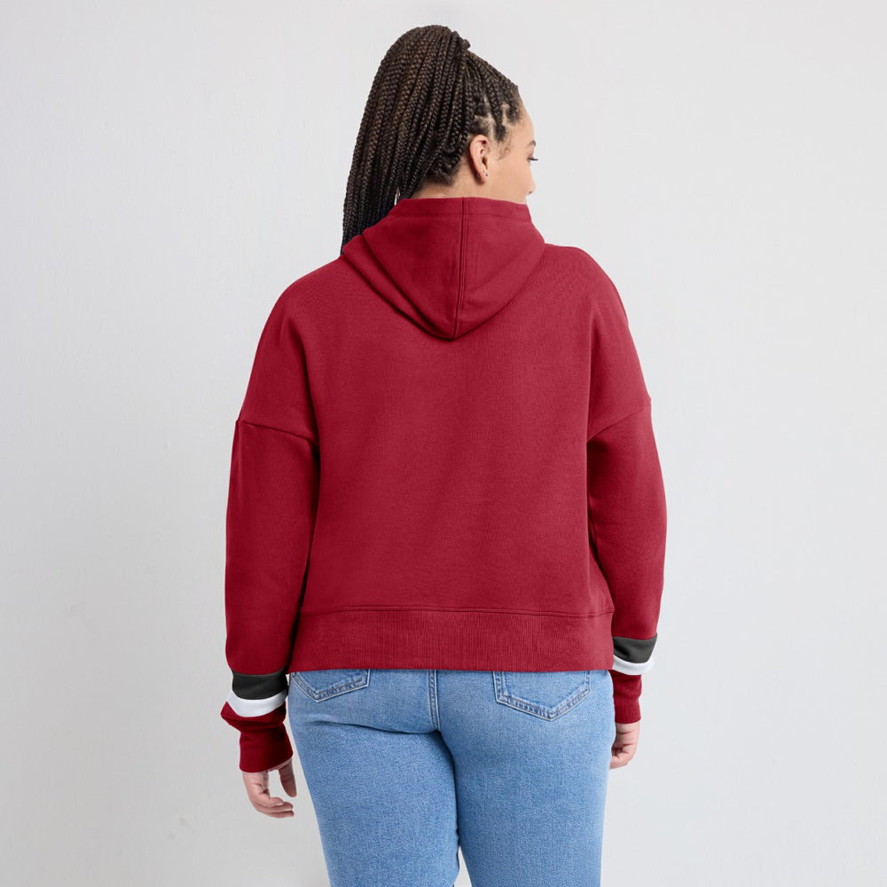 Tampa Bay Buccaneers Women's Over Under Pullover Hoodie - Red Hoodies