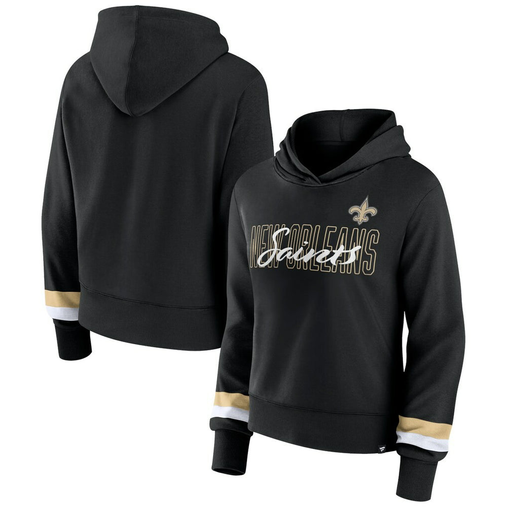 New Orleans Saints Women's Over Under Pullover Hoodie - Black Hoodies