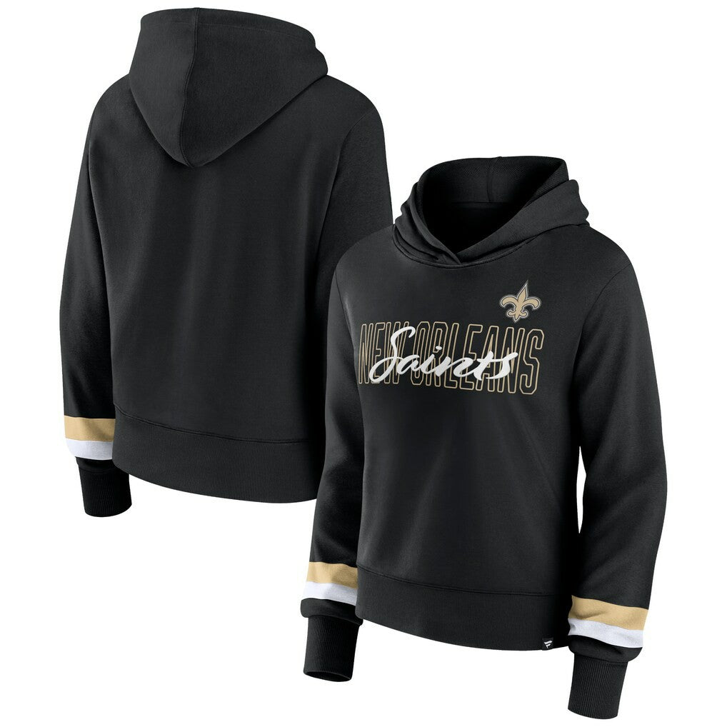 New Orleans Saints Women's Over Under Pullover Hoodie - Black Hoodies