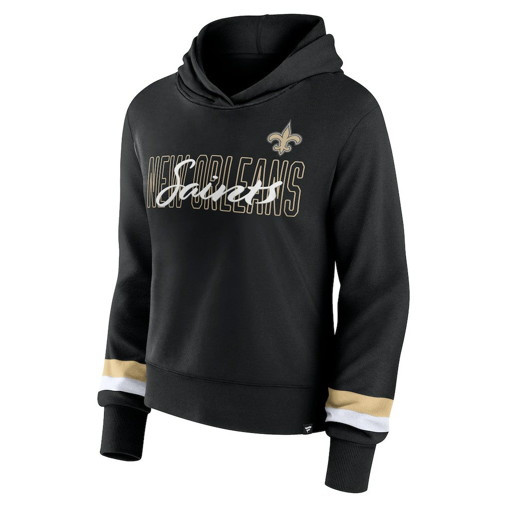 New Orleans Saints Women's Over Under Pullover Hoodie - Black Hoodies