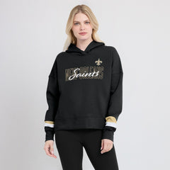 New Orleans Saints Women's Over Under Pullover Hoodie - Black Hoodies