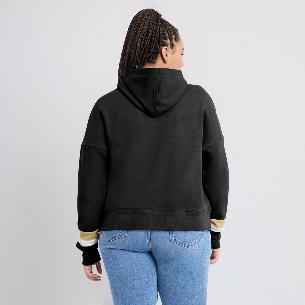 New Orleans Saints Women's Over Under Pullover Hoodie - Black Hoodies