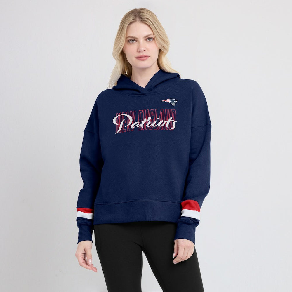 New England Patriots Women's Over Under Pullover Hoodie - Navy Hoodies