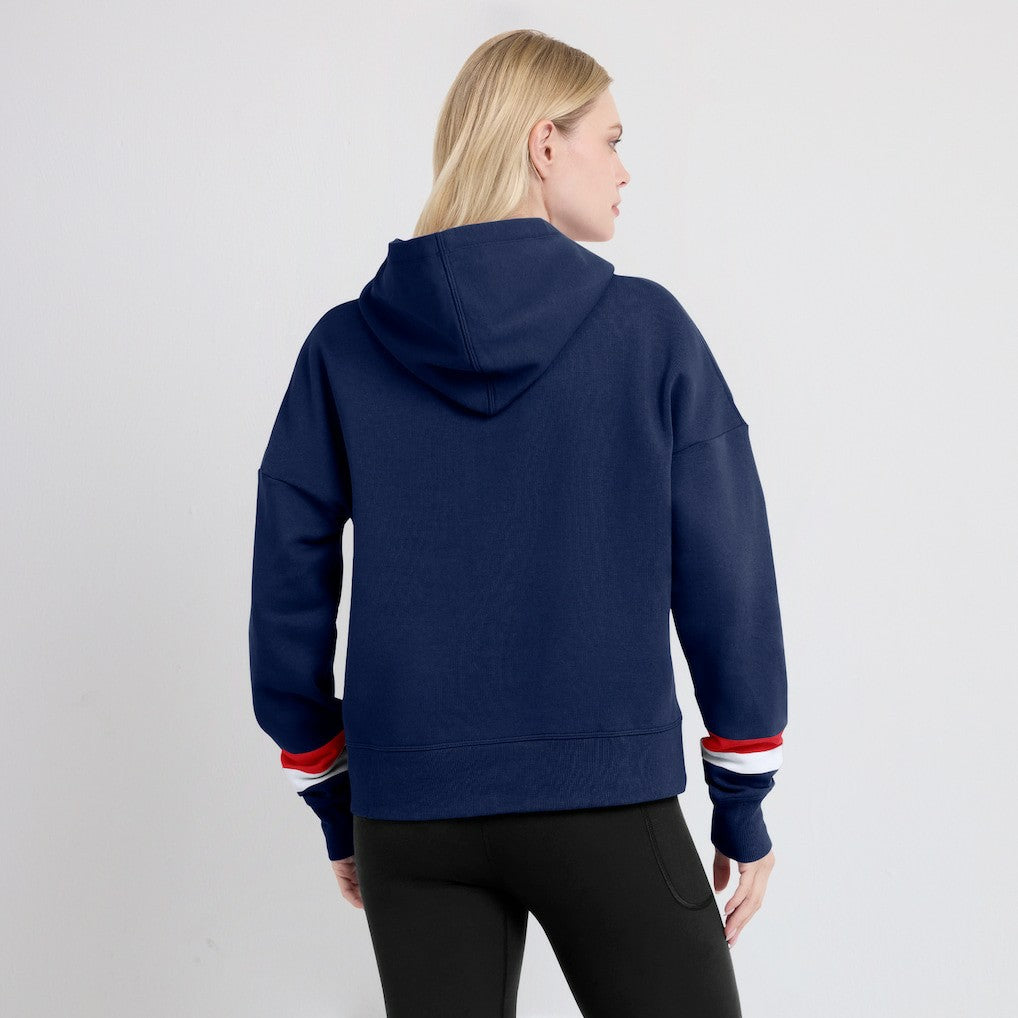 New England Patriots Women's Over Under Pullover Hoodie - Navy Hoodies