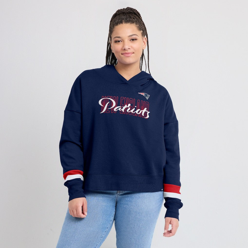 New England Patriots Women's Over Under Pullover Hoodie - Navy Hoodies