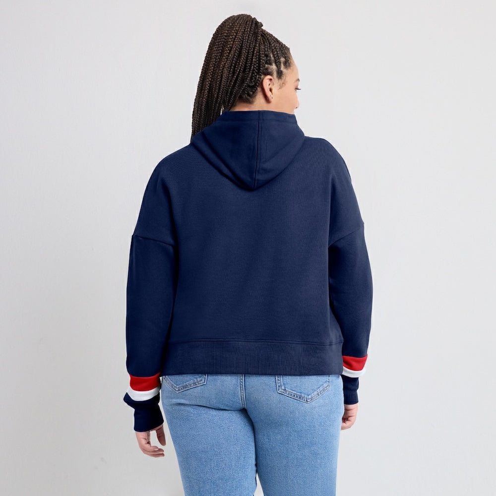 New England Patriots Women's Over Under Pullover Hoodie - Navy Hoodies