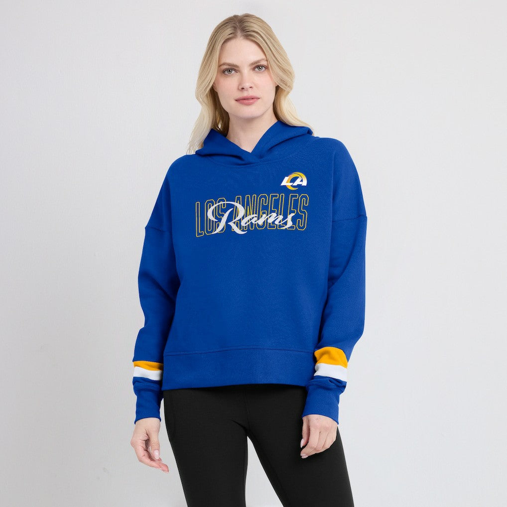 Los Angeles Rams Women's Over Under Pullover Hoodie - Royal Hoodies