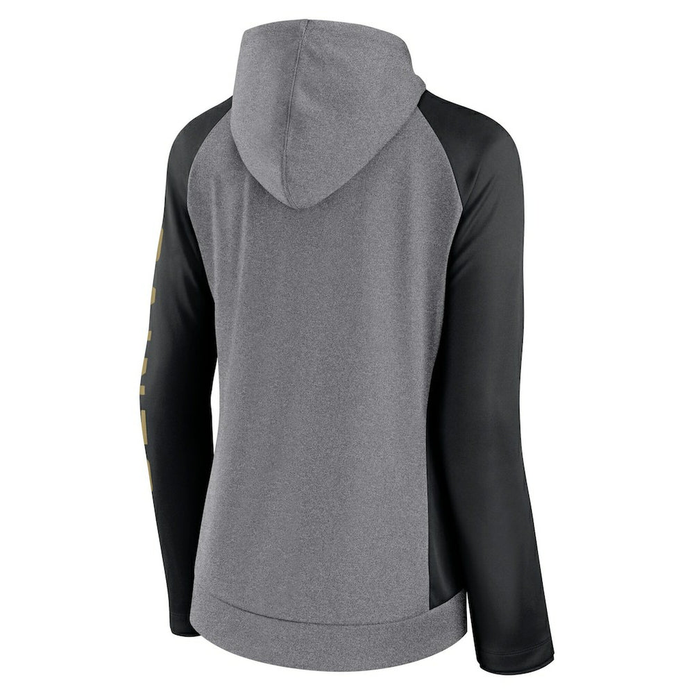 New Orleans Saints Women's Blind Side Lightweight Full-Zip Hoodie - Heather Gray/College Black Hoodies