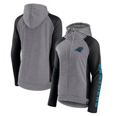 Carolina Panthers Women's Blind Side Lightweight Full-Zip Hoodie - Heather Gray/College Black Hoodies