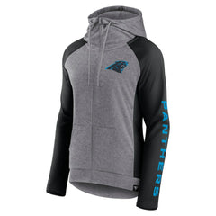 Carolina Panthers Women's Blind Side Lightweight Full-Zip Hoodie - Heather Gray/College Black Hoodies