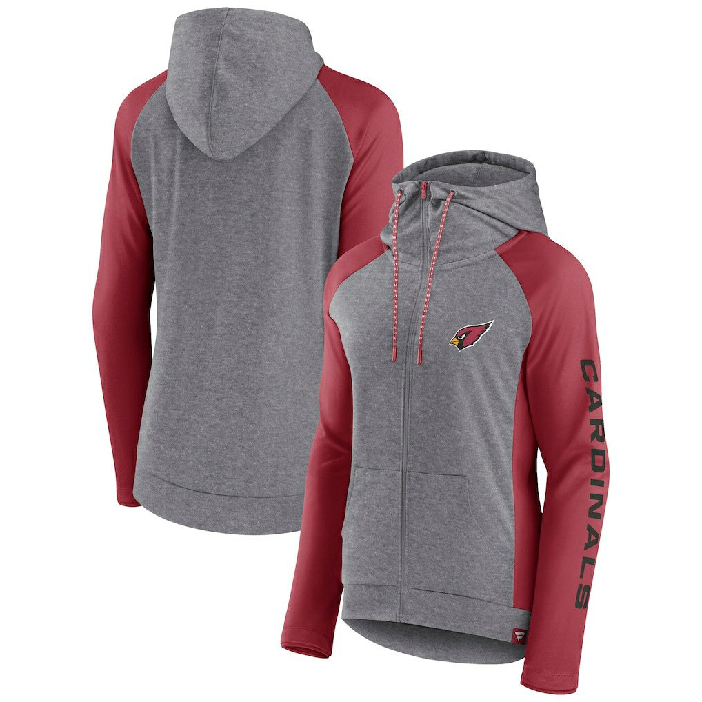 Arizona Cardinals Women's Blind Side Lightweight Full-Zip Hoodie - Heather Gray/College Cardinal Hoodies