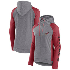 Arizona Cardinals Women's Blind Side Lightweight Full-Zip Hoodie - Heather Gray/College Cardinal Hoodies