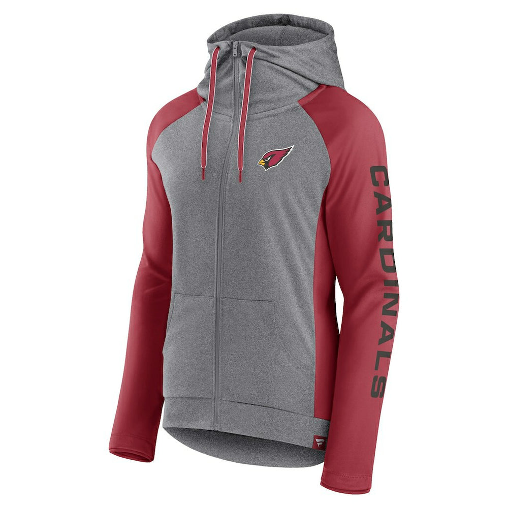 Arizona Cardinals Women's Blind Side Lightweight Full-Zip Hoodie - Heather Gray/College Cardinal Hoodies