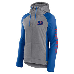 New York Giants Women's Blind Side Lightweight Full-Zip Hoodie - Heather Gray/College Royal Hoodies