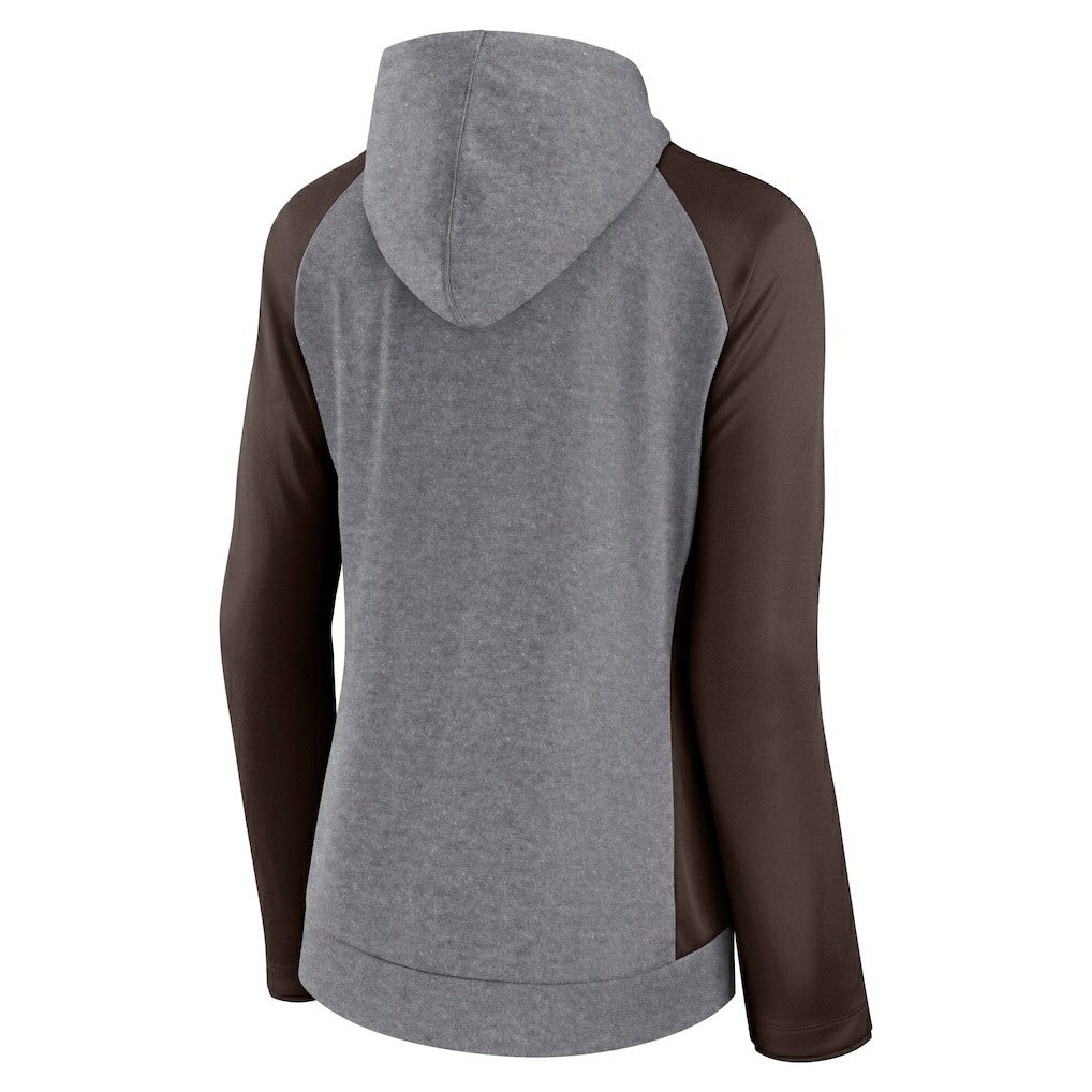 Cleveland Browns Women's Blind Side Lightweight Full-Zip Hoodie - Heather Gray/College Brown Hoodies