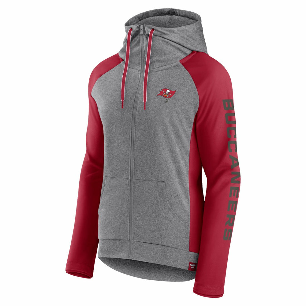 Tampa Bay Buccaneers Women's Blind Side Lightweight Full-Zip Hoodie - Heather Gray/College Red Hoodies