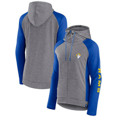 Los Angeles Rams Women's Blind Side Lightweight Full-Zip Hoodie - Heather Gray/College Royal Hoodies