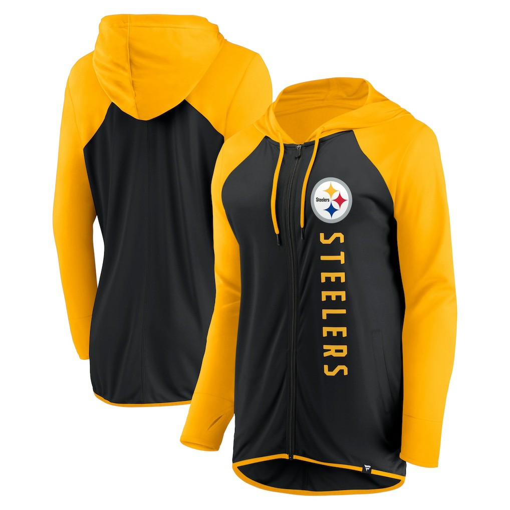 Pittsburgh Steelers Women's Forever Fan Full-Zip Hoodie - Black/Gold Hoodies