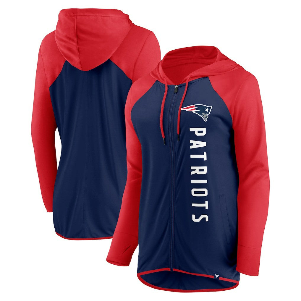 New England Patriots Women's Forever Fan Full-Zip Hoodie - Navy/Red Hoodies