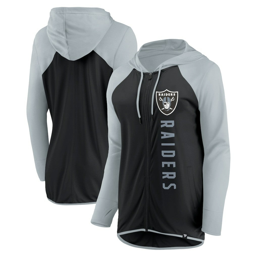 Las Vegas Raiders Women's Forever Fan Full-Zip Hoodie - Black/Silver Hoodies