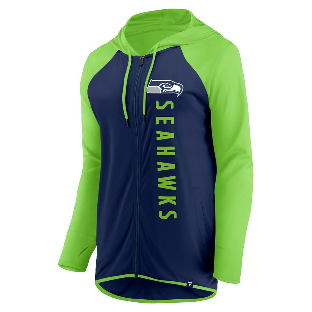 Seattle Seahawks Women's Forever Fan Full-Zip Hoodie - College Navy/Neon Green Hoodies
