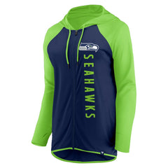 Seattle Seahawks Women's Forever Fan Full-Zip Hoodie - College Navy/Neon Green Hoodies