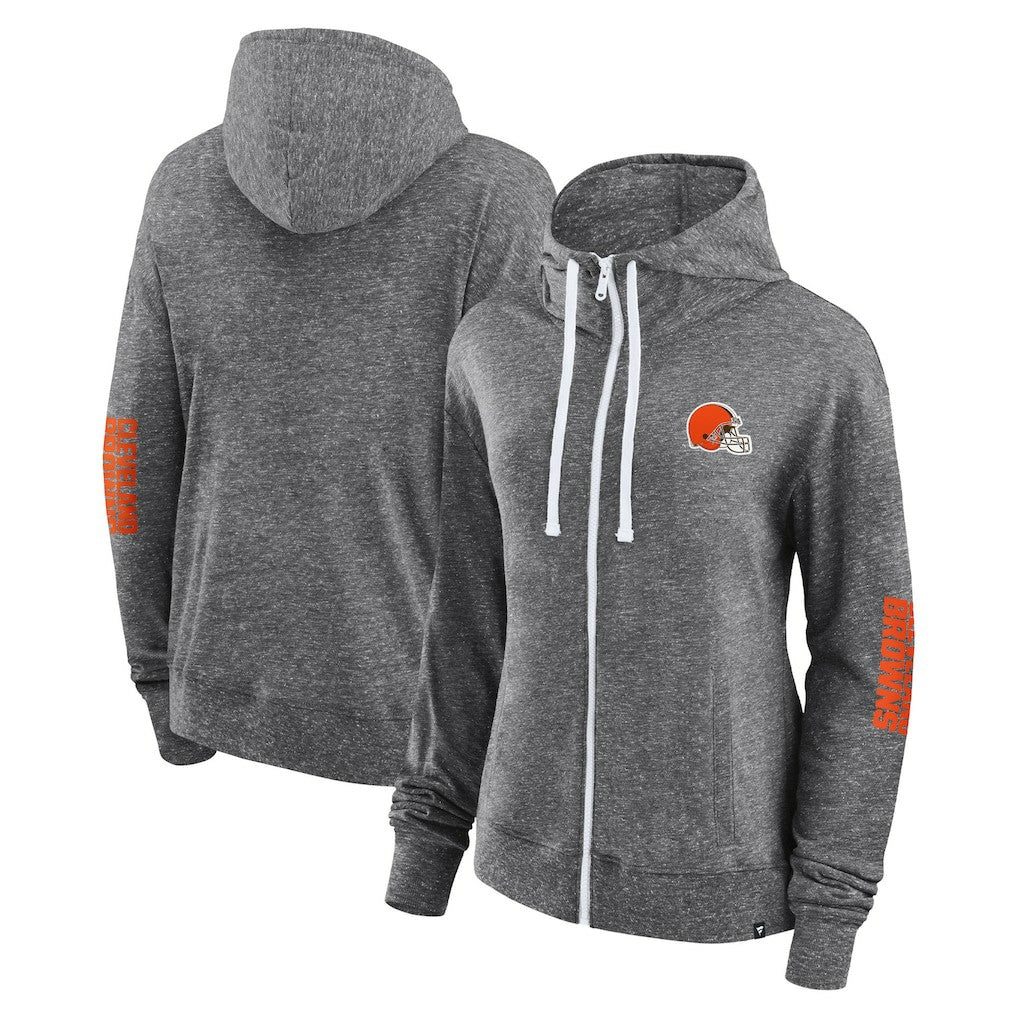 Cleveland Browns Women's Opening Coin Flip Lightweight Full-Zip Hoodie - Heather Charcoal Hoodies