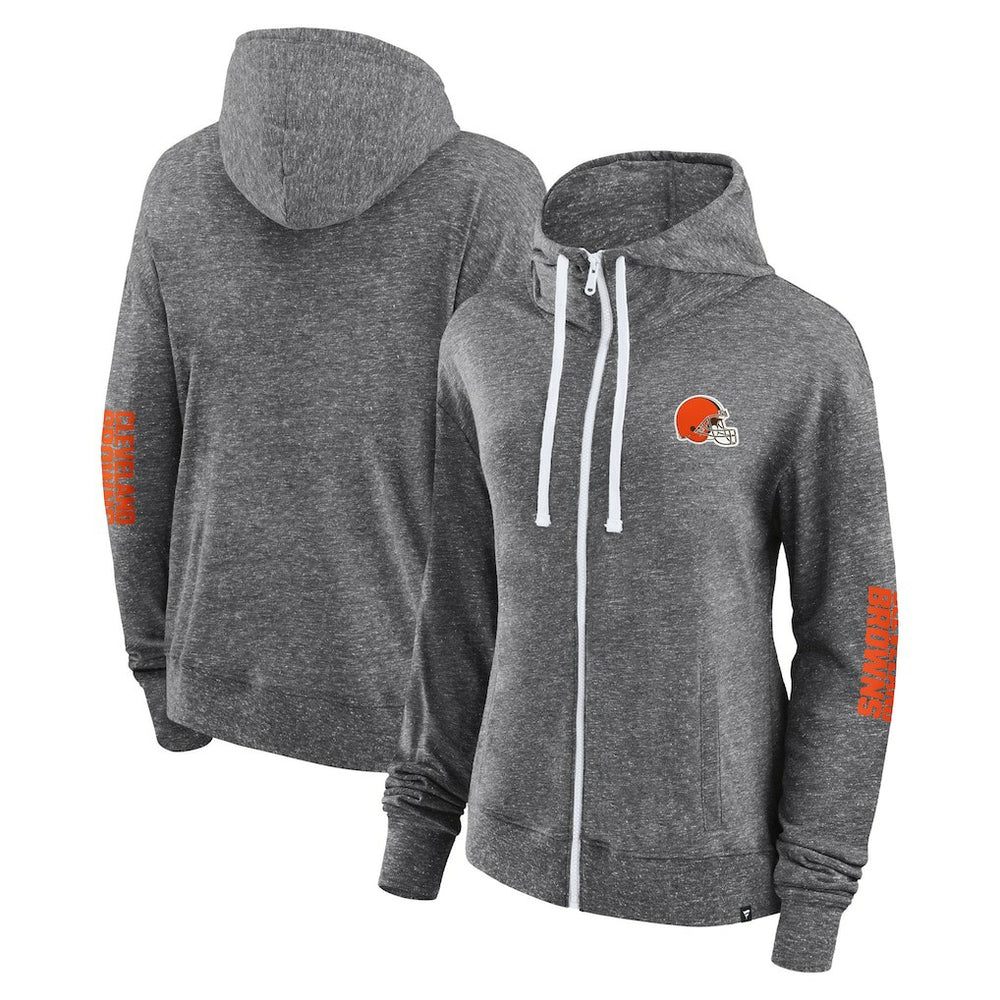 Cleveland Browns Women's Opening Coin Flip Lightweight Full-Zip Hoodie - Heather Charcoal Hoodies