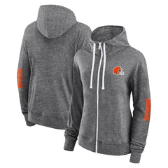 Cleveland Browns Women's Opening Coin Flip Lightweight Full-Zip Hoodie - Heather Charcoal Hoodies