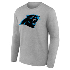 Carolina Panthers Primary Team Logo Long Sleeve T-Shirt - Heather Gray T-shirts