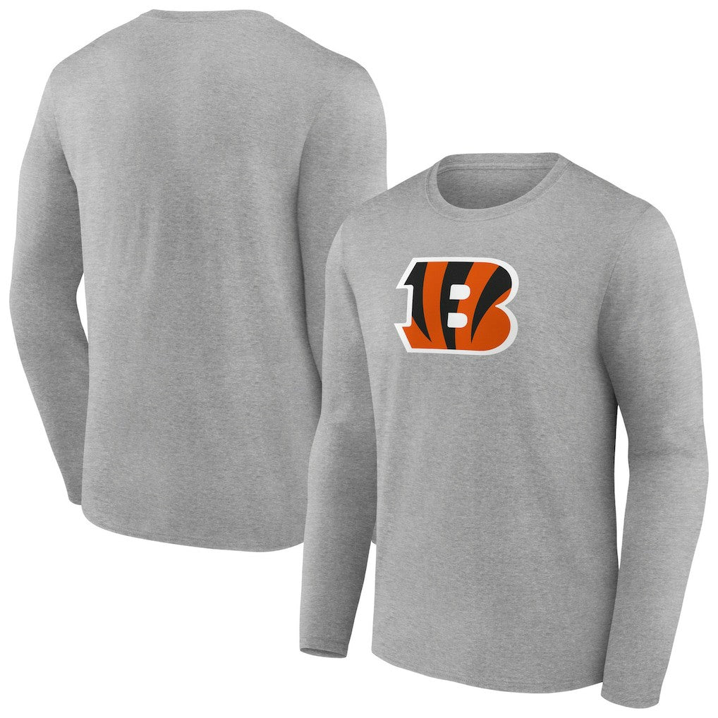 Cincinnati Bengals Primary Team Logo Long Sleeve T-Shirt - Heather Gray T-shirts