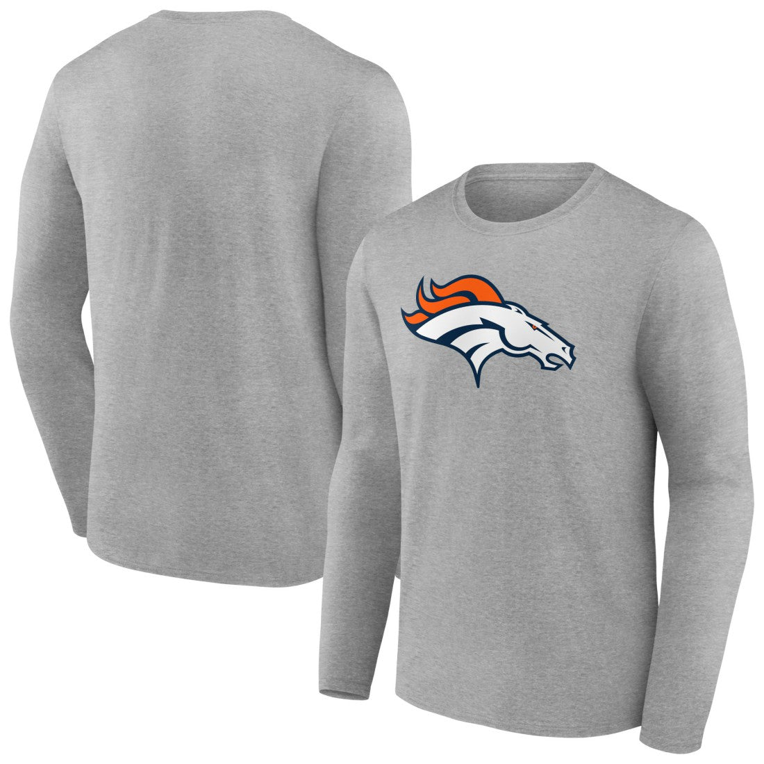 Denver Broncos Primary Team Logo Long Sleeve T-Shirt - Heather Gray T-shirts