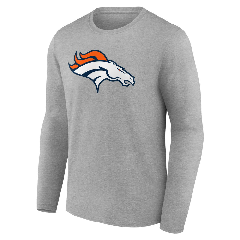 Denver Broncos Primary Team Logo Long Sleeve T-Shirt - Heather Gray T-shirts